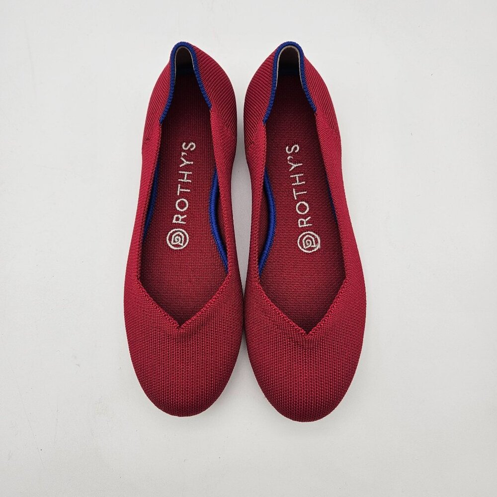 Rothys The Flat Chili Red Round Toe Slip On Flats Womens Sz 7 NEW